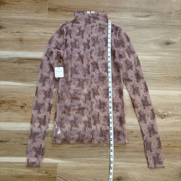 Free People Two-Tone Lady Lux Sheer Mesh Top Fawn M - Picture 6 of 9